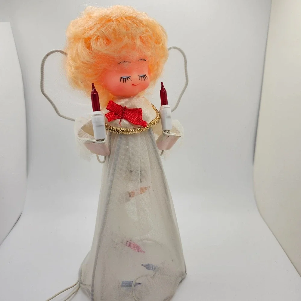 Vintage Lighted Christmas Angel Tree Topper / Decoration‎ Blinking Color Lights